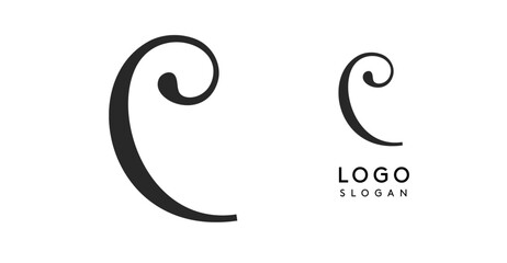 Obraz premium Elegant calligraphic logo. Stylish letter C, sleek typography for branding, signage, corporate identity. Suitable for fashion, beauty, luxury brands, modern minimalist template. Vector illustration.
