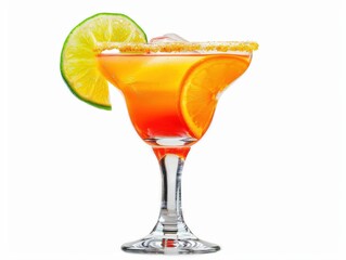 Cocktail drink with fruity flavors, ice cubes, lemon, and a sprinkle of salt.