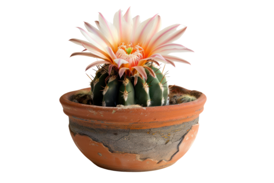 Blooming cactus flowers Isolated on white background.