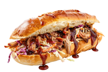 A vegetarian ciabatta sandwich filled with grilled zucchini, eggplant, bell peppers, and tangy goat cheese. Isolated on white background.