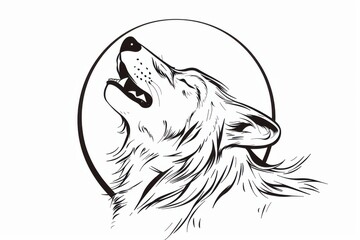 Obraz premium Energetic silhouette of a wolf howling majestically under the moonlight