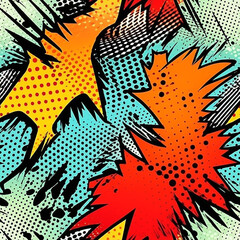 Naklejka premium Pop art background. Comic pattern with starburst and halftone