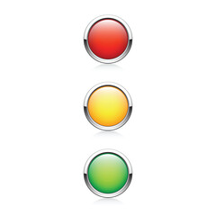 Red yellow green button set. Vector illustration
