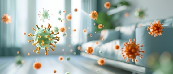 Airborne bacteria in a living room, Household bacteria, Microbes in domestic environments