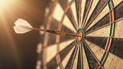 Aimed arrow at a virtual dartboard, illustrating precise business goal-setting and investment strategies