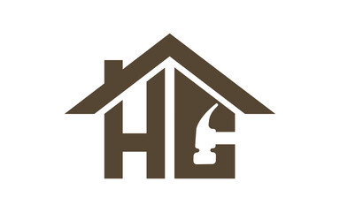 Initial HC with hammer constructions logo designs