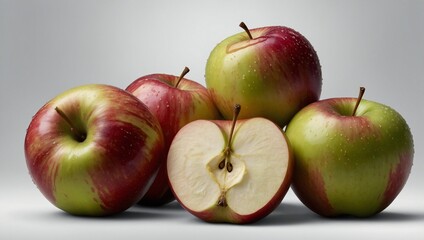 generative ai Vegan food. Fresh apples, isolated on white background

