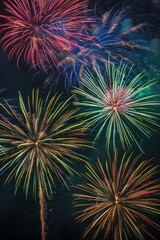 Fototapeta premium Vibrant fireworks display against night sky