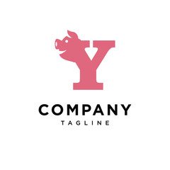 Letter Y Pig Head Logo Icon