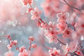 Delicate Pink Cherry Blossoms in Bloom