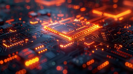 Geometric tech patterns and holographic circuits in an abstract design representing the forefront of industrial science and modern technology. , Minimalism,