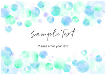 水彩　水玉　ミント　ブルー　水色　メッセージ　カード　挨拶　イメージ　背景
