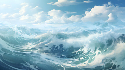Ocean Waves Under a Blue Sky