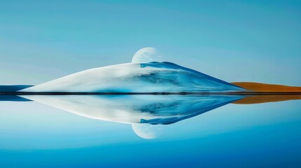 Obraz premium A mountain is reflected in the water.