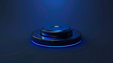 A blue button on a dark background.