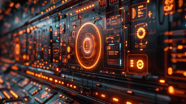 Abstract industrial composition with holographic elements and futuristic designs symbolizing advancements in science. , Minimalism,