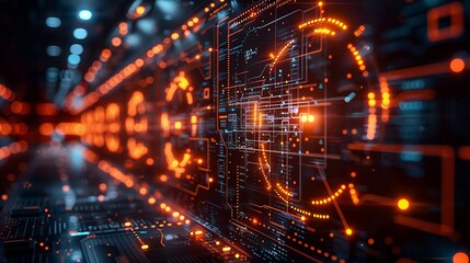 Fototapeta premium Abstract futuristic design with digital codes and industrial schematics representing the forefront of modern technology. , Minimalism,