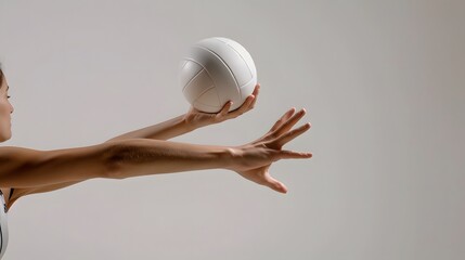 volleyball woman jump and kick ball isolated on white background.