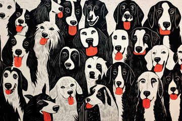Naklejka premium Group of dogs drawing animal mammal.