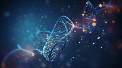 Detailed 3d rendering of dna double helix structure with vibrant color gradients, representing genetic research and molecular biology concepts, ideal for scientific presentations and educational mater