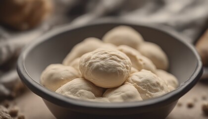 Fototapeta premium Homemade yeast dough in a bowl. Dough for baking bread.