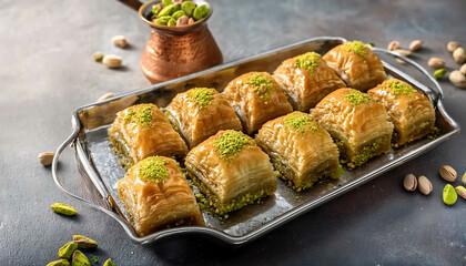 Traditional Turkish baklava dessert 