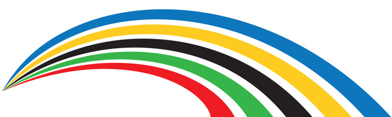 Colored Olympic games rainbow wave strips - vector isolated on transparent background.
