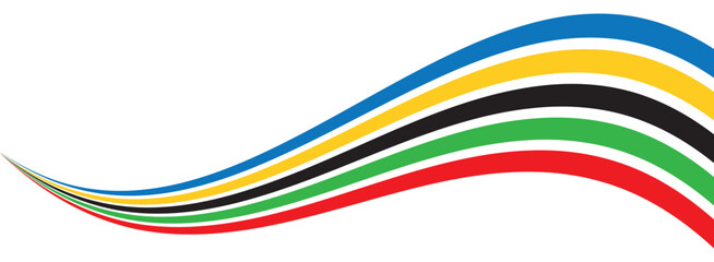 Colored Olympic games rainbow wave strips - vector isolated on transparent background.