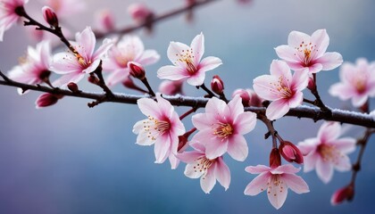 Obraz premium Delicate Pink Cherry Blossoms in Bloom.