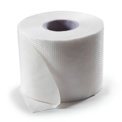 Toilet paper on white background, Clipping path