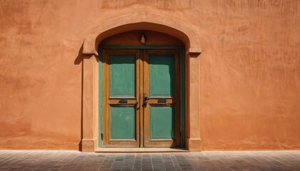Green Door With Arched Entrance.
