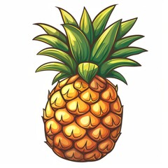 Obraz premium Whole Pineapple Isolated on White Background.