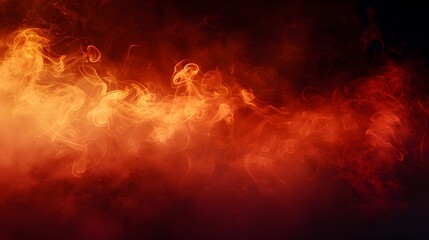Fototapeta premium An abstract image of swirling orange and red smoke against a dark background, creating a dynamic and dramatic effect. 