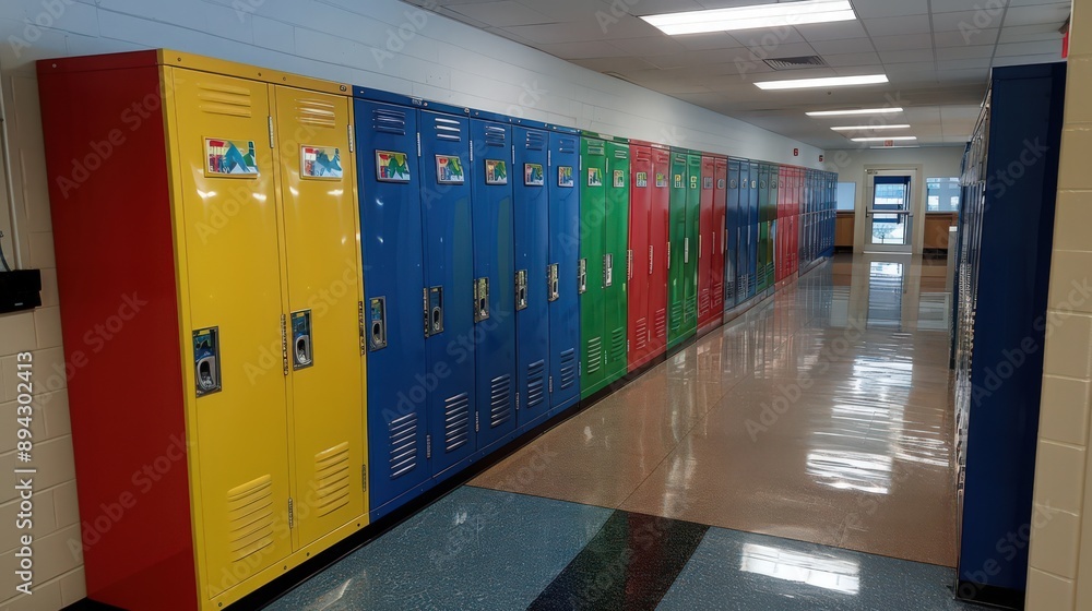 Poster grouping lockers by grade levels or classes helps students easily find their designated areas in the