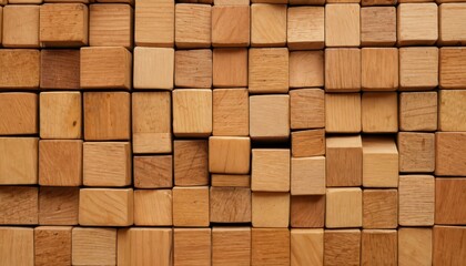 Fototapeta premium Wooden Cube Wall Texture.