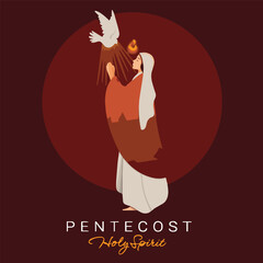 Pentecost template on dark brown background