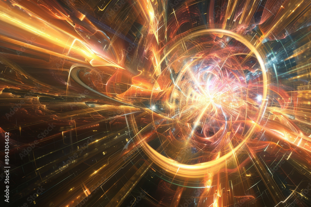 Wall mural an image depicting the collision of atomic particles, such as might occur in a particle accelerator 