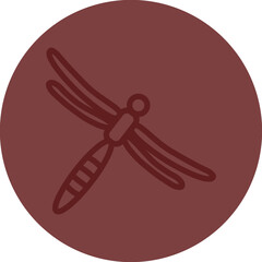 dragon fly Vector Line Maroon Circle Maroon