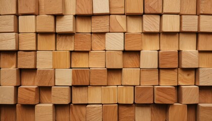 Fototapeta premium Wooden Block Wall.