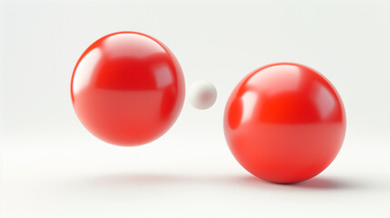 Red ball opposite others, isolated on white, individuality concept, Different balls isolated on white, individuality concept,  Red ball, Snooker Ball on white background, red ball isolated. 