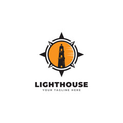 Lighthouse logo template. Building of lighthouse logo vector