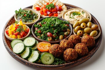 Delicious Mediterranean Platter with Hummus and Fresh Vegetables