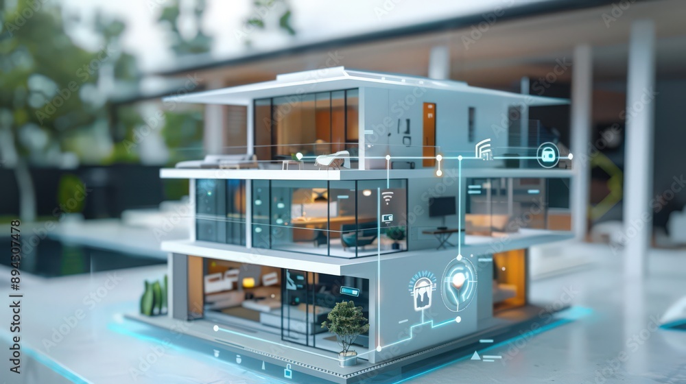 Poster smart home equipped with ai assistants, automated systems, and augmented reality interfaces