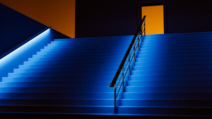 Modern design urban stairs with LED lighting.