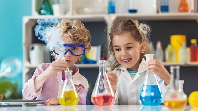 Fun science with kids conducting experiments