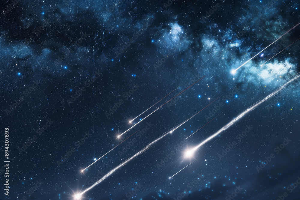 Canvas Prints an image showcasing a spectacular meteor shower lighting up the night sky, with streaks of meteorite