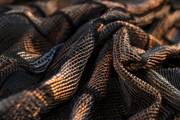 Fototapeta premium An image depicting the intricate weaves of fabric at a macro level, focusing on the complexity and beauty of the textile patterns - Generative AI