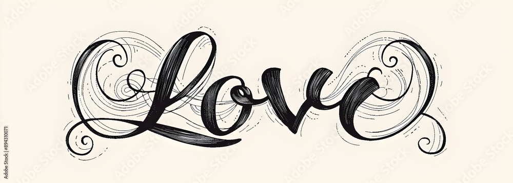 Poster a simple single line drawing of the word 