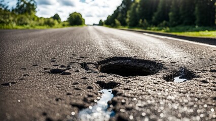 Potholes on the road. Problems of motorists.