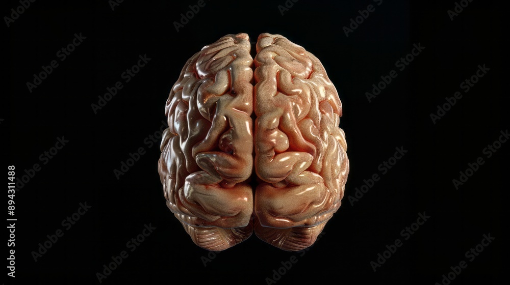 Poster detailed 3d render of the human brain with luminous neurons and synaptic connections, emphasizing ne